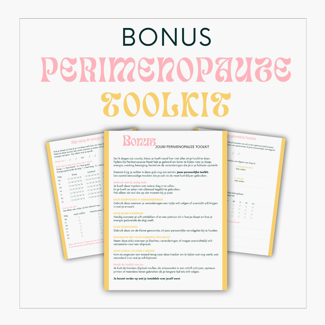 Bonus Perimenopauze Toolkit met trackers voor slaap, energie en gewoontes